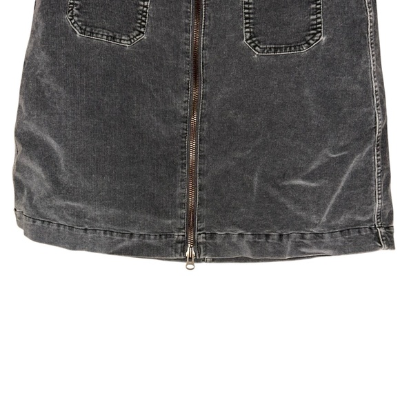 JAG Jeans Gray Corduroy Mini Skirt Y2K Size 12 Stretch Cotton Front Zip Boho - Picture 2 of 8